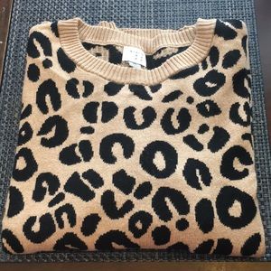 ANDEAWAY XL Leopard Print Brown & Black Sweater
